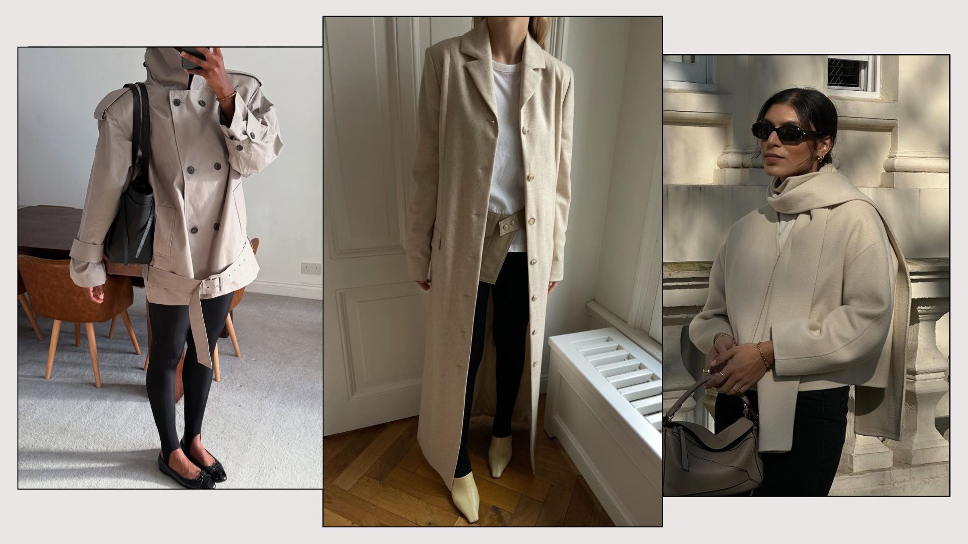 A collage of the biggest winter trends to wear with leggings.