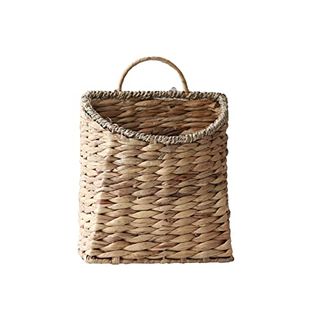 Gyasvwu Woven Hanging Basket Water Hyacinth Hanging Wall Basket Wicker Handmade Baskets for Garden Farmhouse Home (seagrass Mouth)