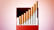 Cigarettes in pack appearing like a graph moving up