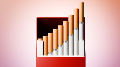 Cigarettes in pack appearing like a graph moving up