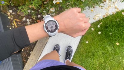 Fit&Well writer wearing the Garmin Instinct Solar watch