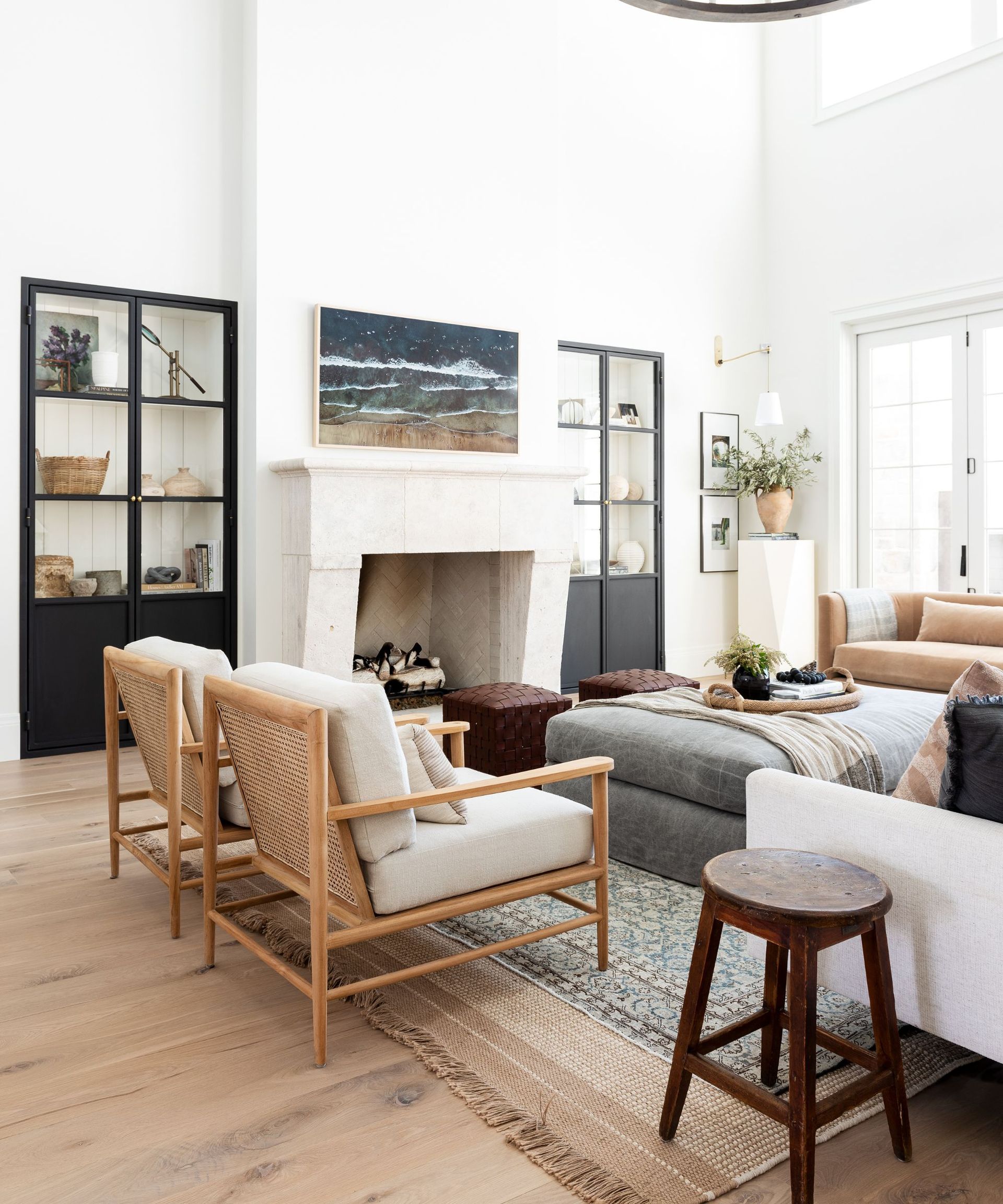 White living room with darker accents