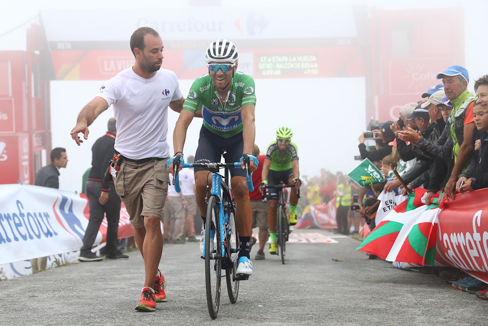 Alejandro Valverde finishes stage 17 at the Vuelta