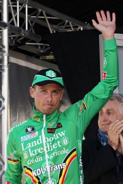 Sven Nys (Landbouwkrediet-Euphony) on the podium after his victory in Zonhoven
