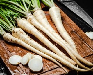 Fresh parsley root in the kitchen