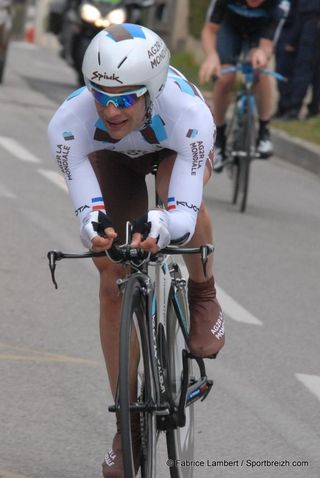 Jean-Christophe Peraud (AG2R), a former French time trial champion, en route to a fifth place finish in stage six at Paris-Nice.