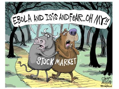 Editorial cartoon stock market ISIS Ebola fear