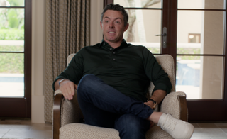 Rory McIlroy in a chair being interviewed during Full Swing Season 2