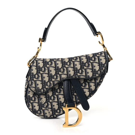 Christian Dior Oblique Mini Saddle Bag Blue