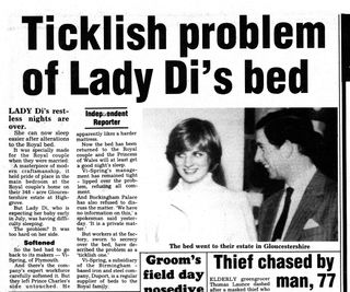 A newspaper cutting of a 1982 Daily Mail article about Charles and Diana.