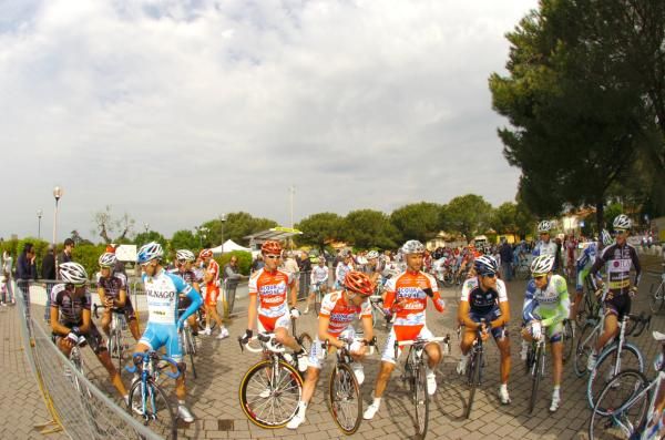 The riders enjoy the fine spring conditions at the start
