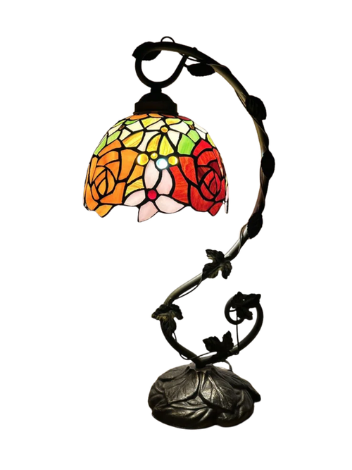 Rose Tiffany-Style Iron Lamp