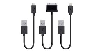 Belkin Triple Pack of 6-inch Charge and Sync Cables, one of the best charging cables, against a white background