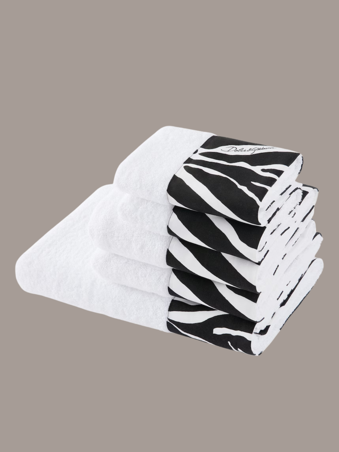 A set of five cotton zebra towels from Dolce &amp;amp; Gabbana Casa