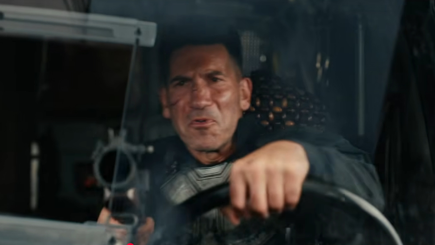 The Punisher (Jon Bernthal) behind the wheel in a screengrab from the "Spider-Man: Brand New Day" trailer