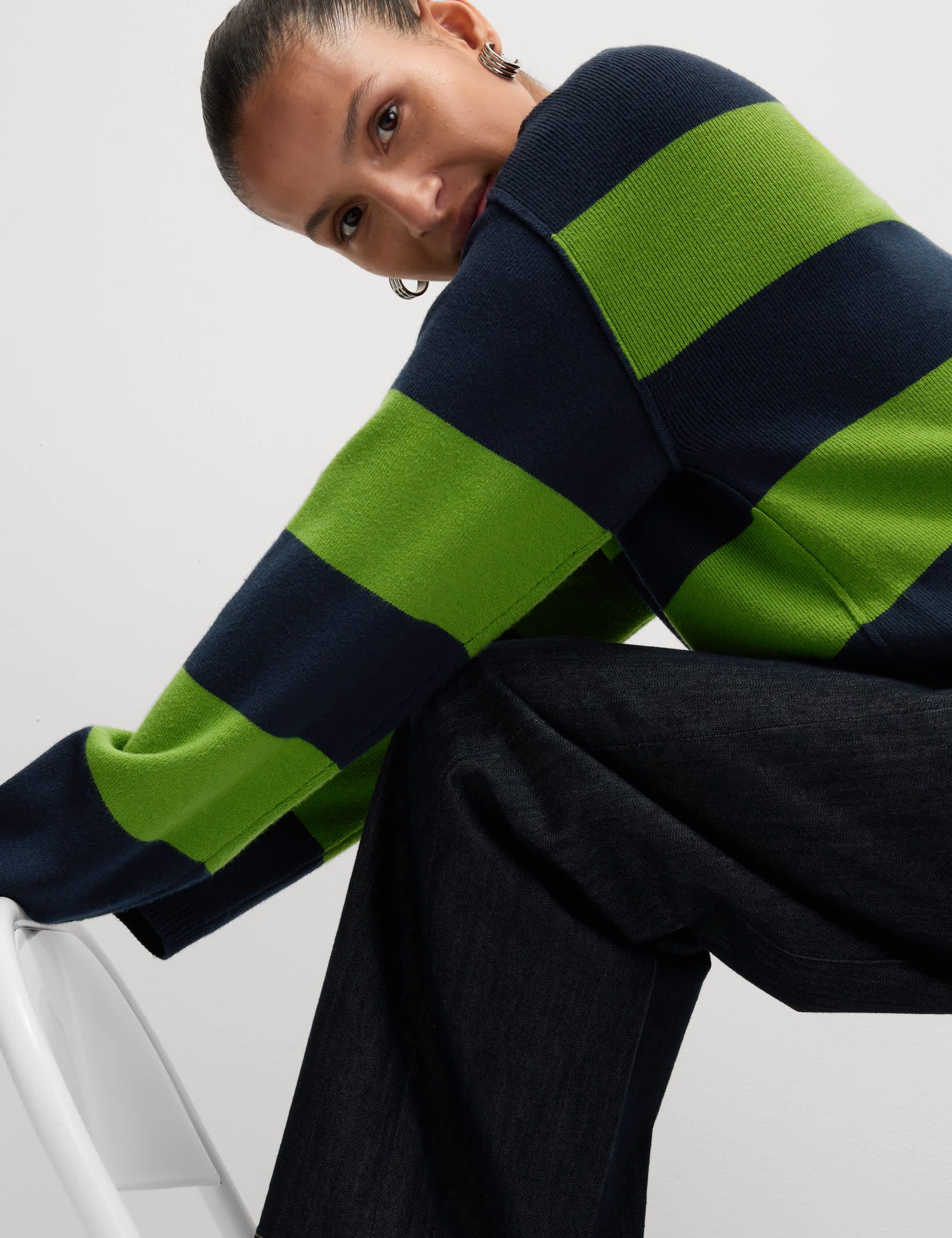 Soft Touch Striped Crew Neck Jumper