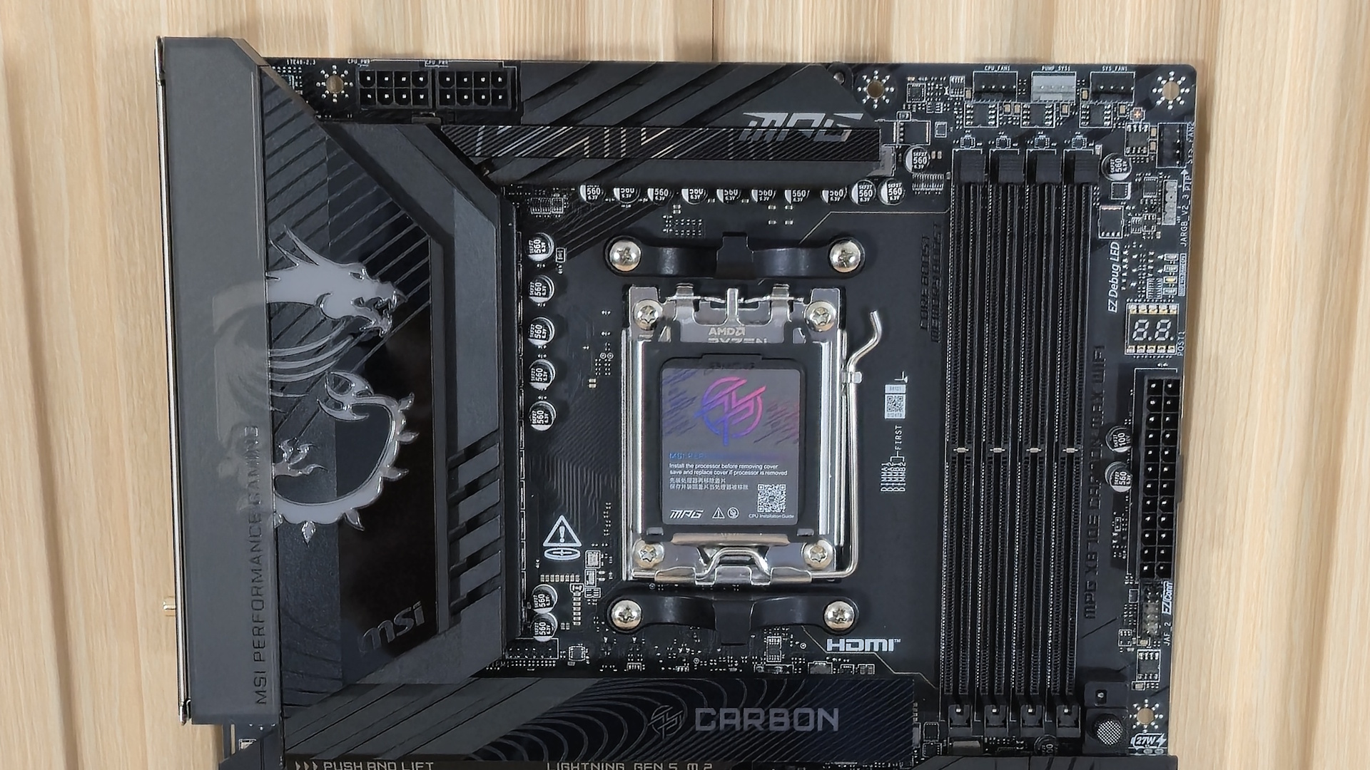 MSI X870E Carbon Max Wifi - Top half