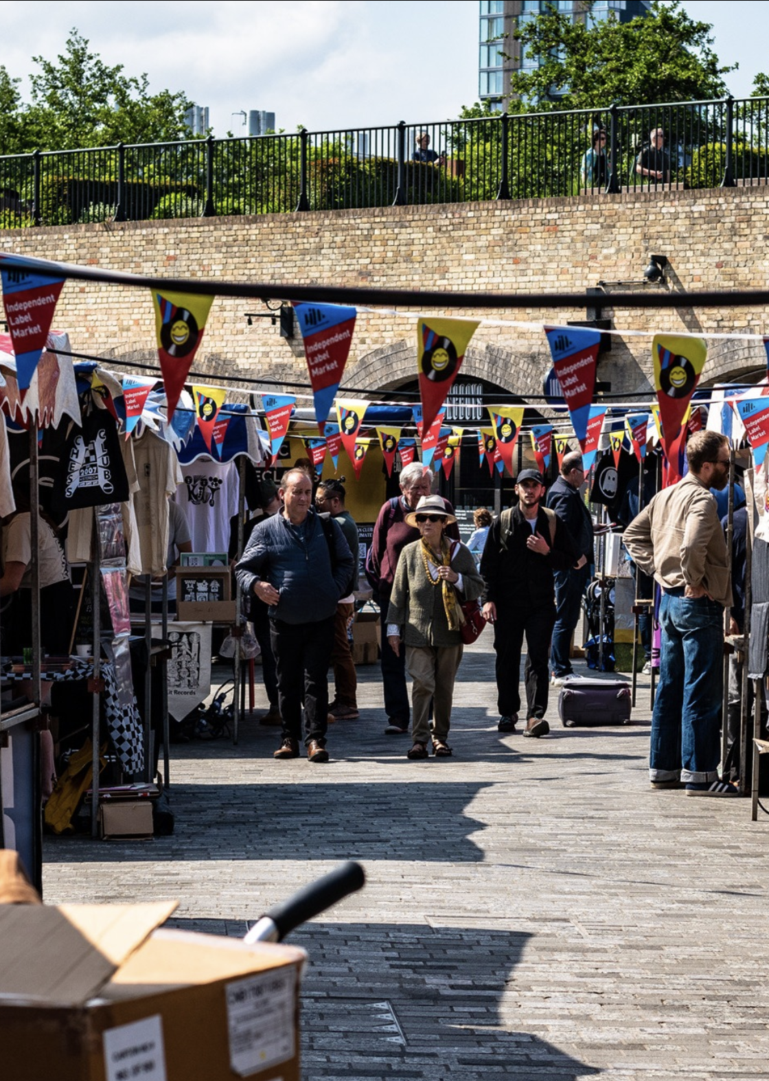 an image of the courtyard at five points brewing co festooned with bunting