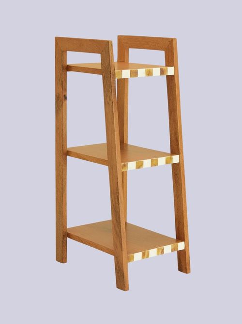 Chequered 3 Tier Bathroom Shelves in Natural