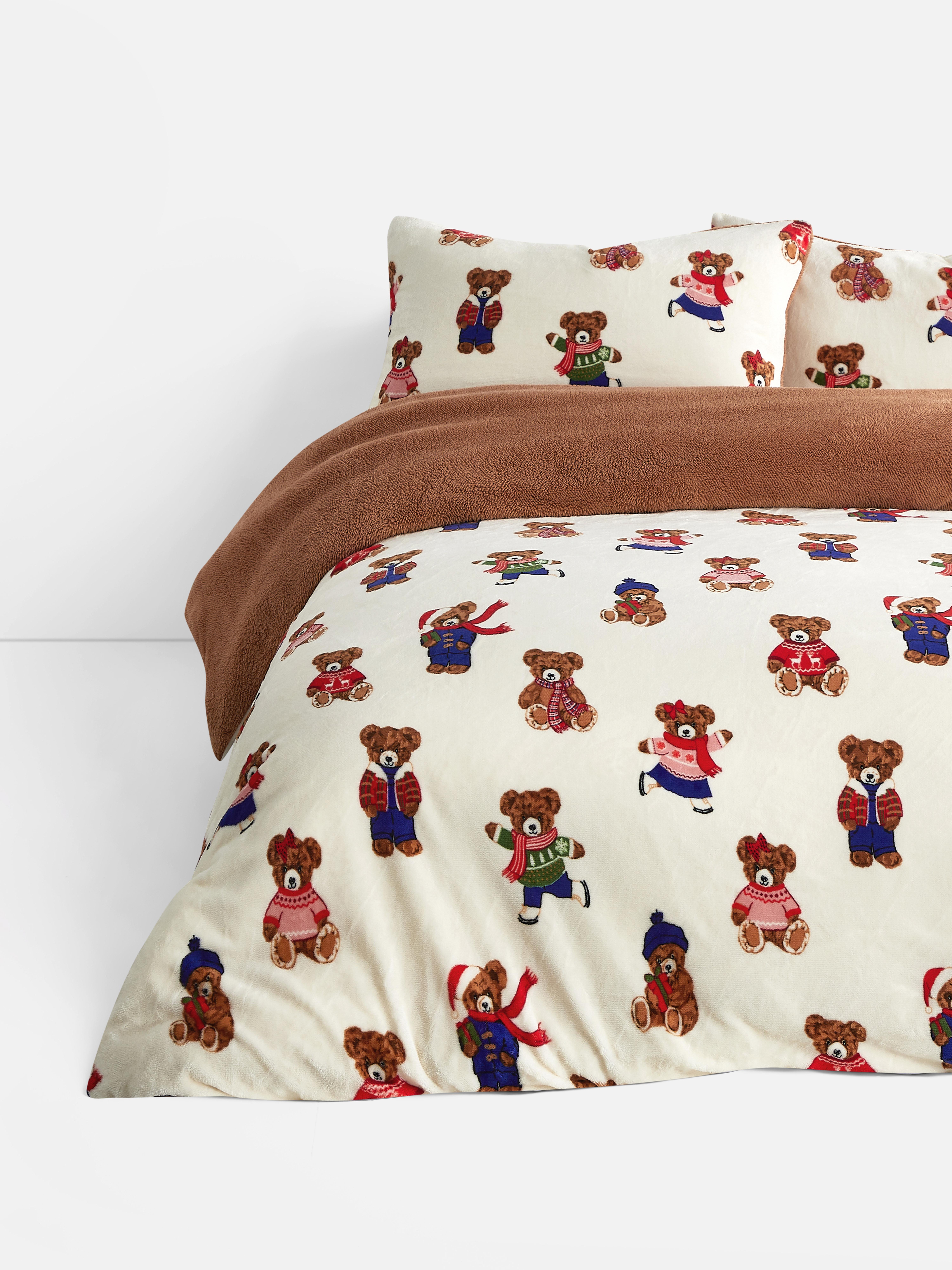 Christmas Teddy Bear Double Duvet Cover Set