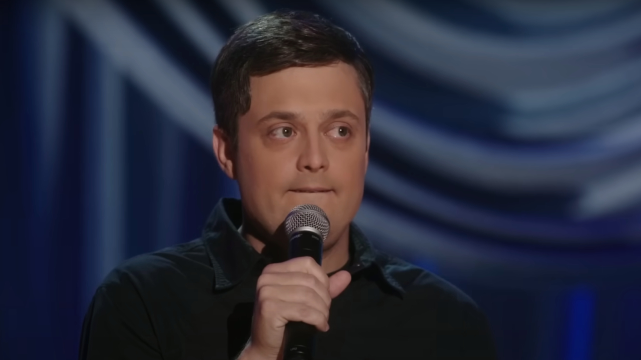Nate Bargatze performing stand-up in Full Time Magic