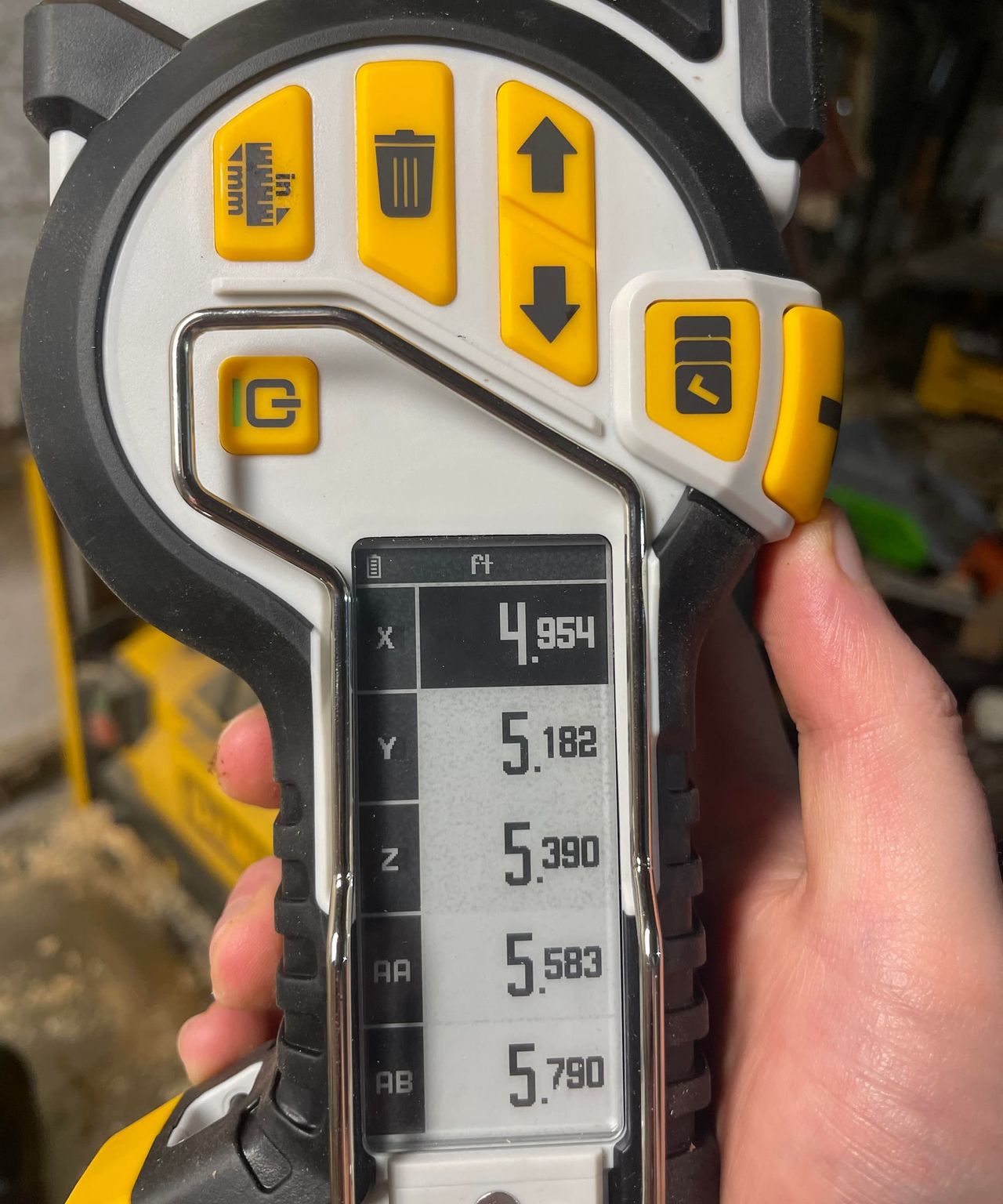 A side on view of a digital tape measure