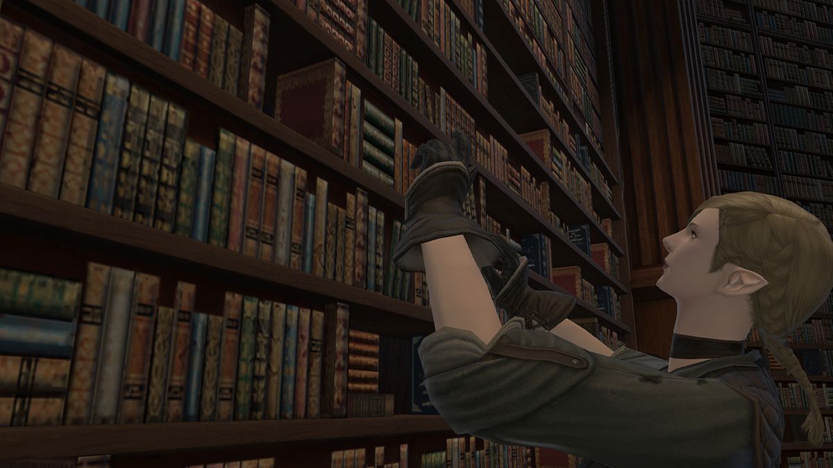 An elf in a library