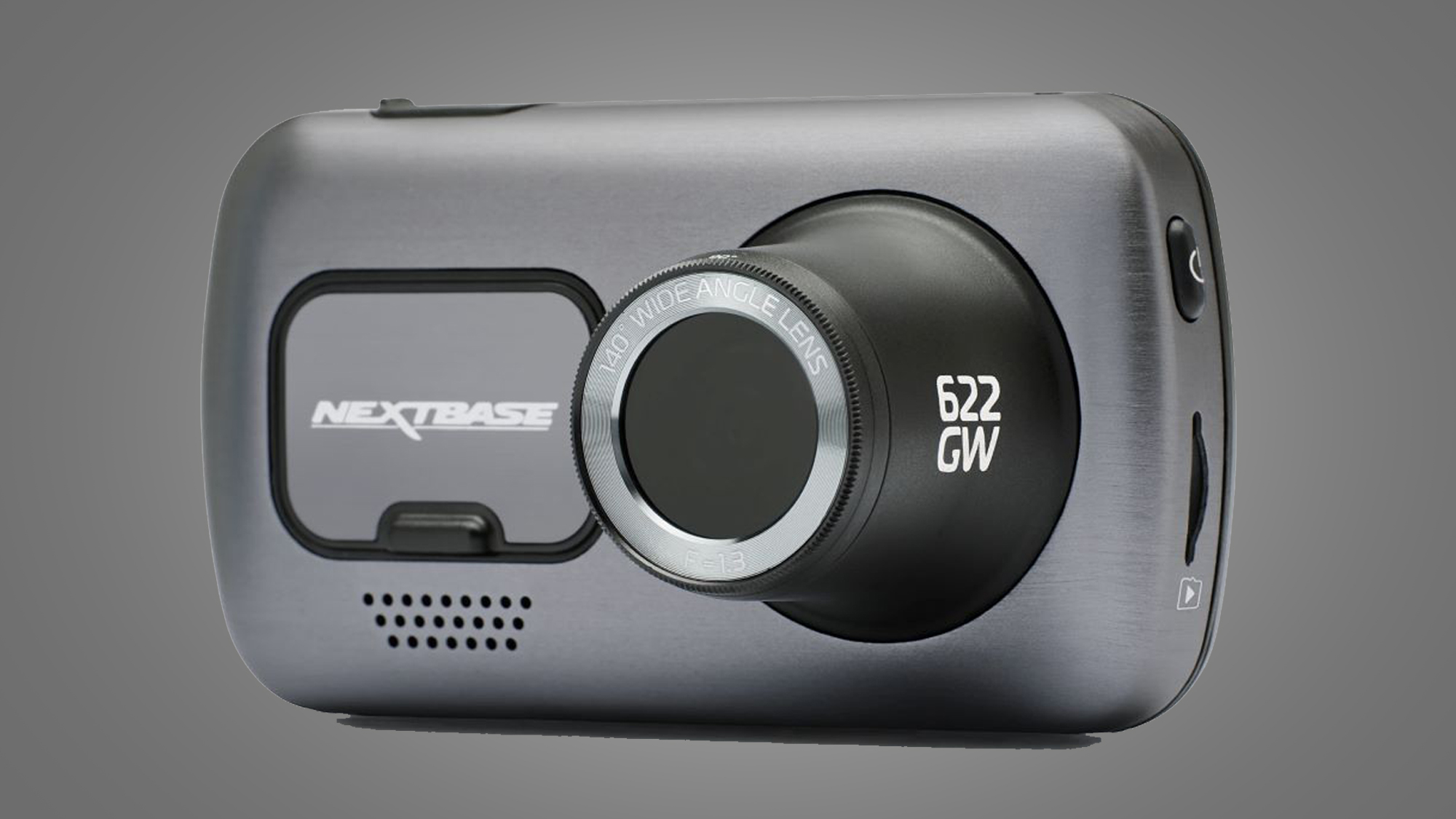Kameraet Nextbase 622GW mot en grå bakgrunn.