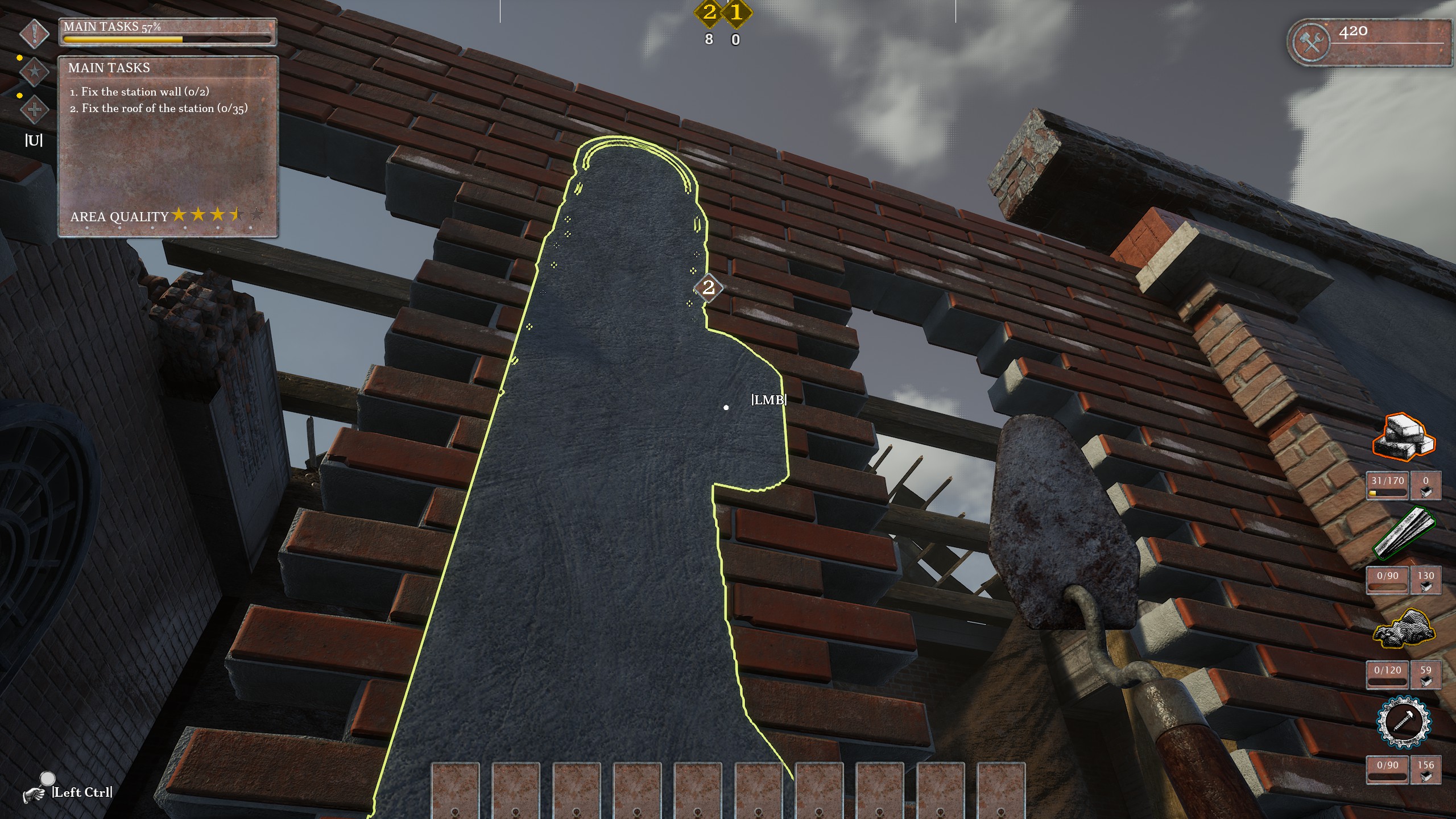 An image showing a wall being rendered in WW2 Rebuilder.