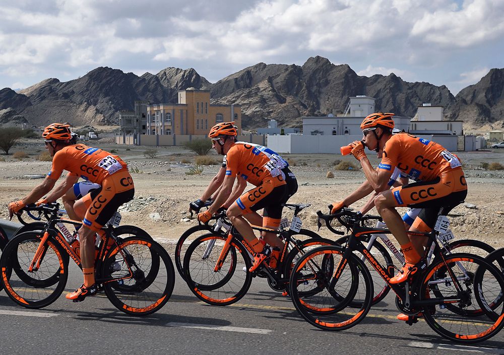 CCC Sprandi Polkowice in Action during stage 2 in Oman.
