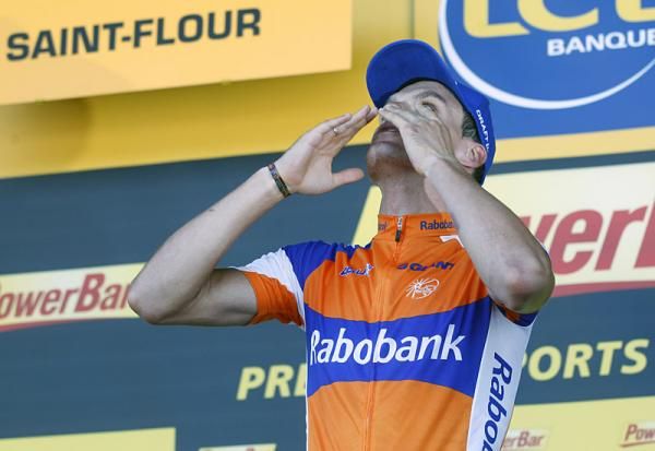 Luis Leon Sanchez (Rabobank) celebrates his third career Tour de France stage victory.