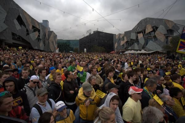 The crowd at Federation Square