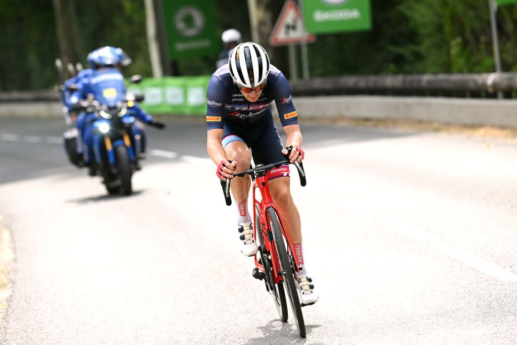 CAHORS FRANCE JULY 22 Quinn Simmons of United States and Team Trek Segafredo competes in the breakaway during the 109th Tour de France 2022 Stage 19 a 1883km stage from CastelnauMagnoac to Cahors TDF2022 WorldTour on July 22 2022 in Cahors France Photo by Dario BelingheriGetty Images
