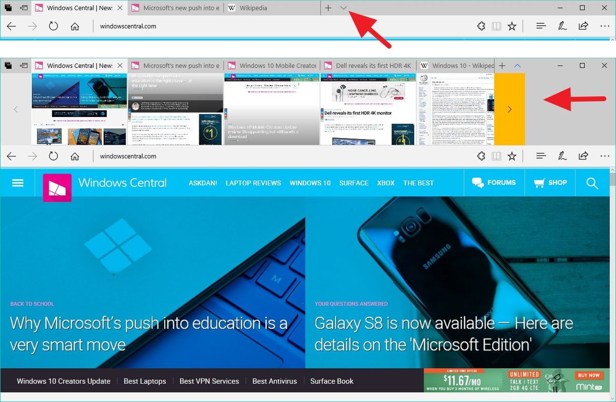 How to manage tabs on Microsoft Edge on the Windows 10 Creators Update