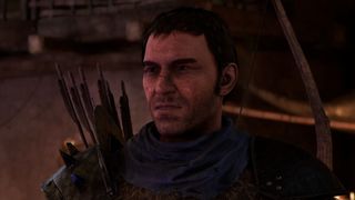 A close-up crop of Butch telling the player to get out of his face in in Gothic 1 Remake