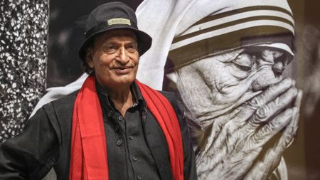 Raghu Rai, Photographer of exhibition "In Light of India", Hong Kong International Photo Festival 2014 held at ArtisTree, Taikoo Place (Photo by Dickson Lee/South China Morning Post via Getty Images)