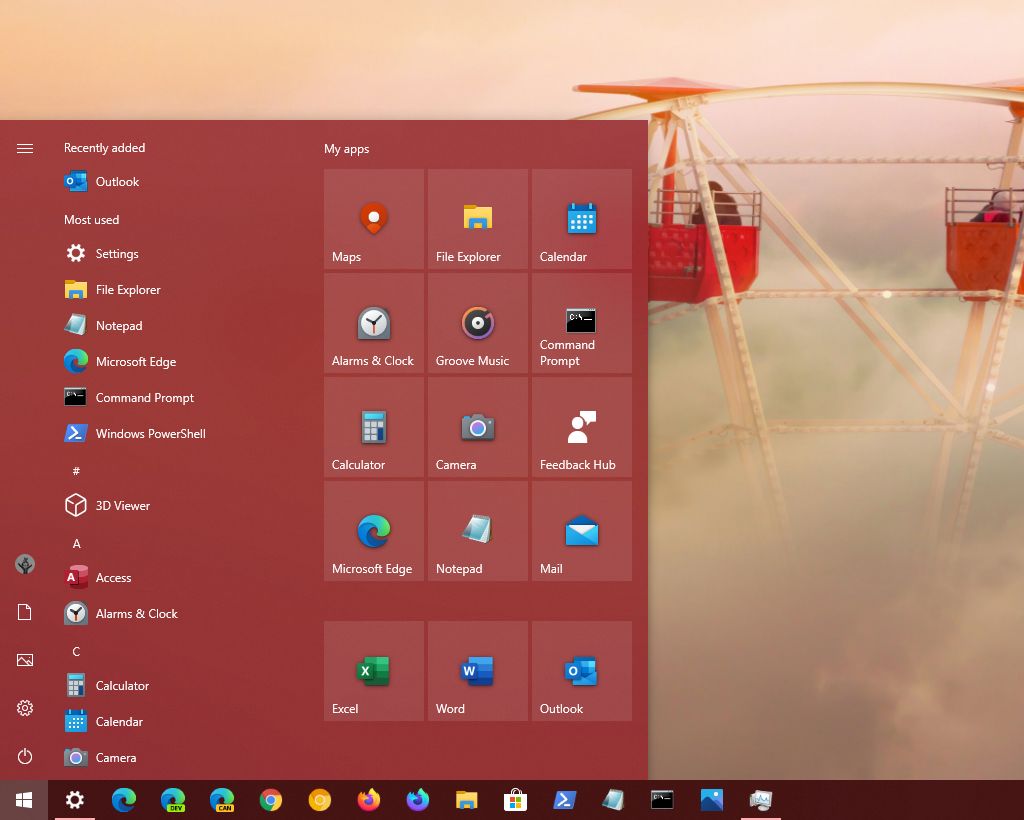 Start menu custom color