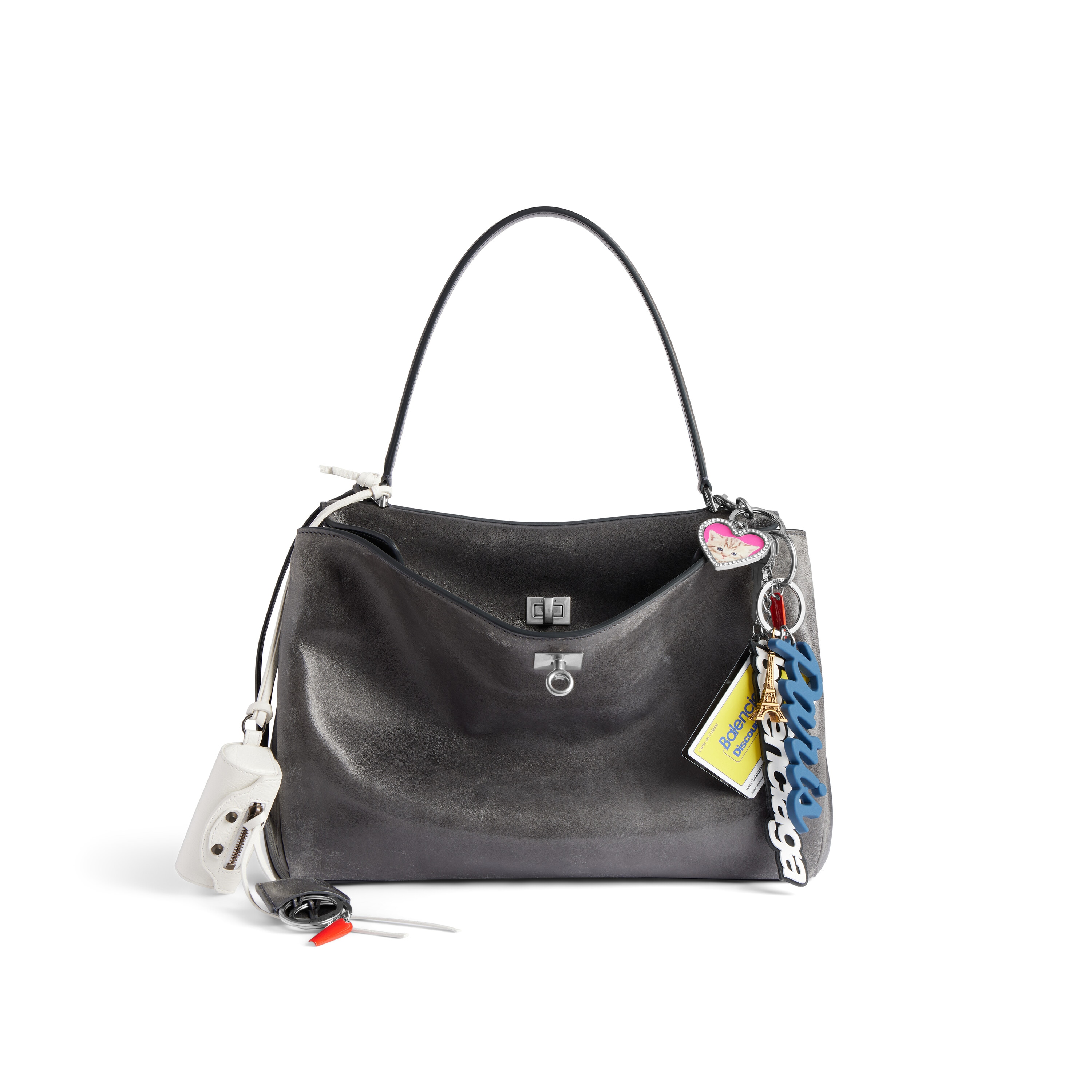 Women's Rodeo Handbag Medium With Charms in Grey