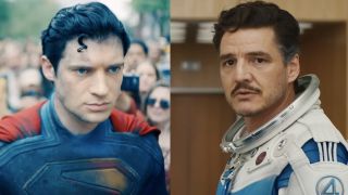 Superman looking dejected in Superman (2025), Reed Richards worried but willing in Fantastic Four: First Steps (2025).