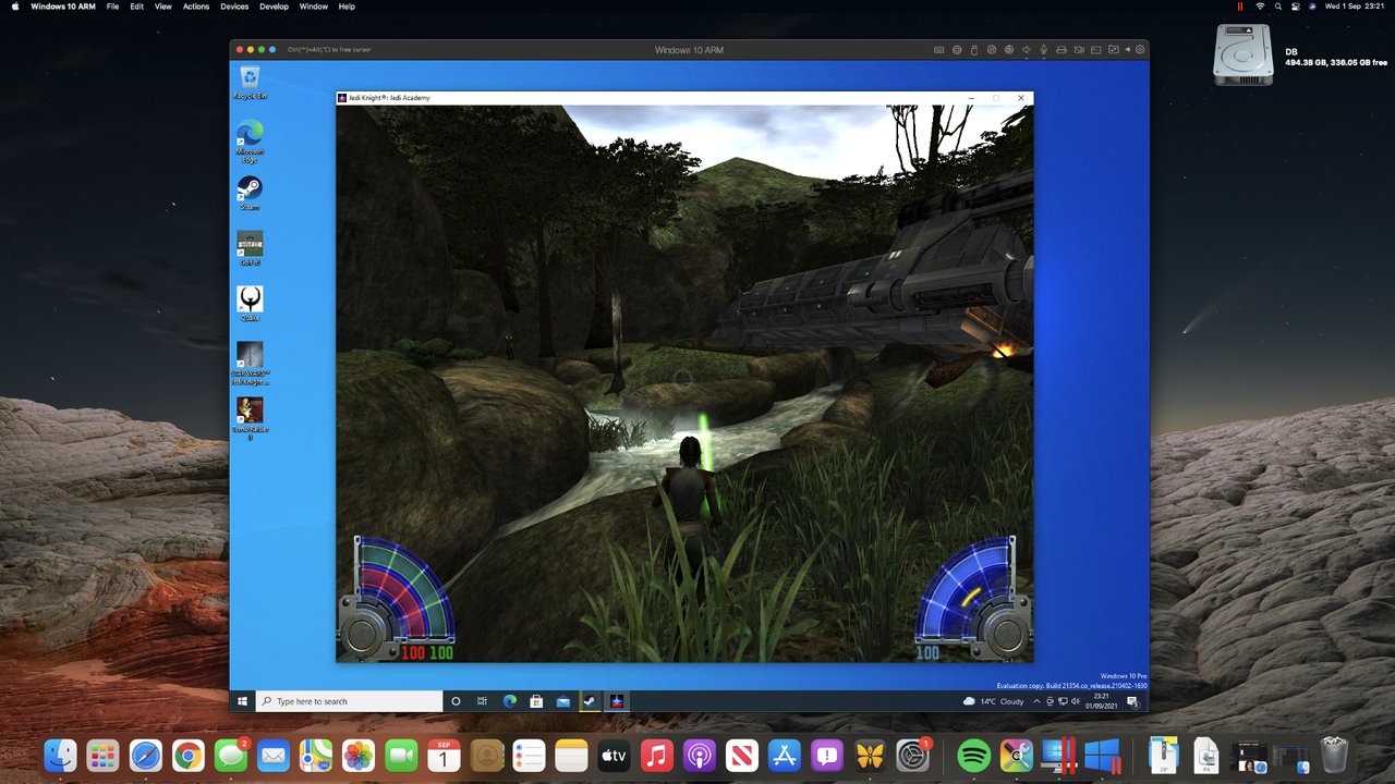 Star Wars: Jedi Academy on an M1 Mac mini through Steam