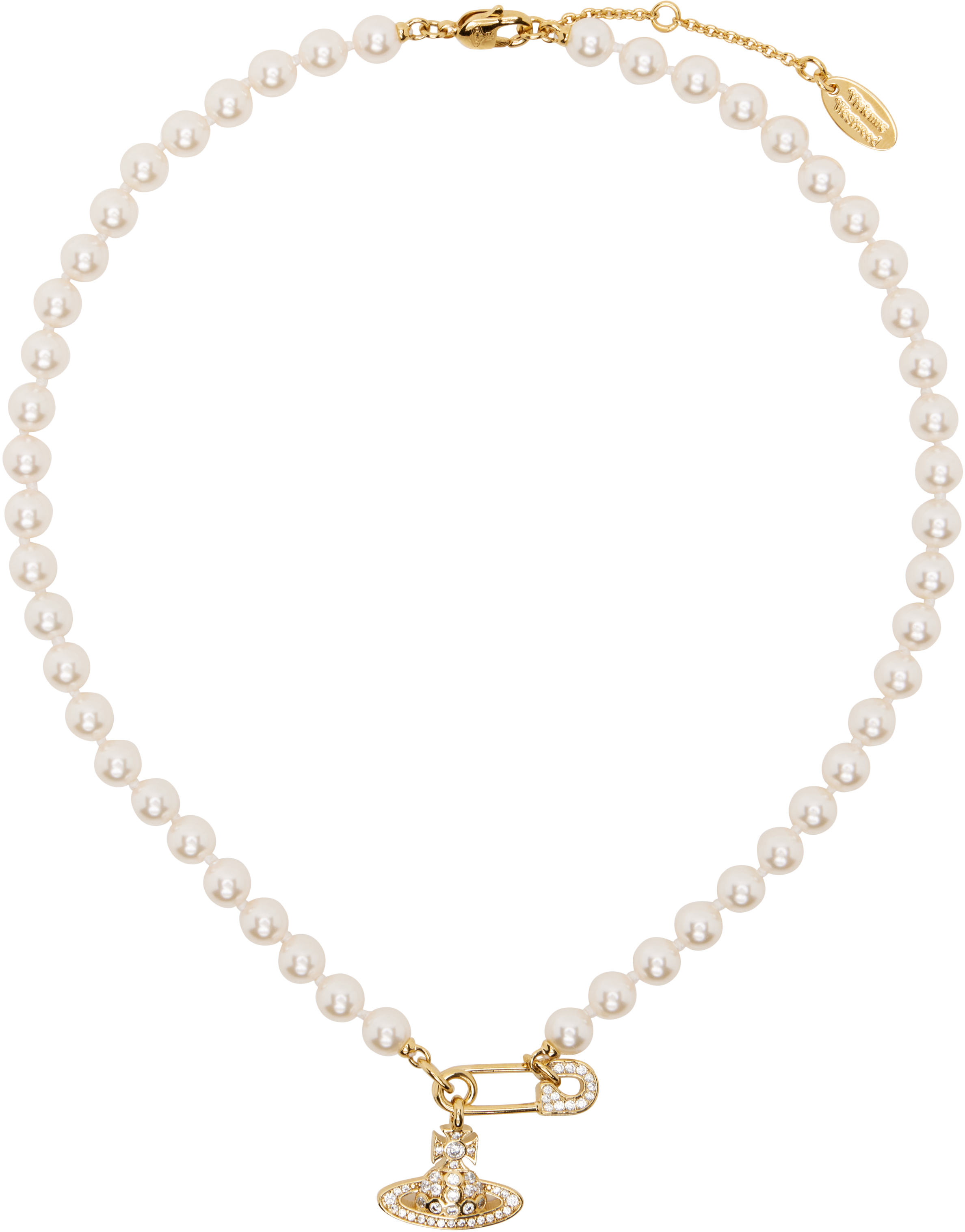 Gold & White Lucrece Faux-Pearl Necklace