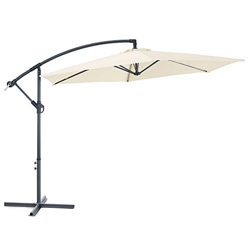 Vonhaus Banana Parasol 3m &amp;ndash; Cantilever Hanging Parasol Umbrella for Outdoor, Garden, Patio &amp;ndash; Sun Shade Canopy With Hand Crank, Tilt &amp;amp; Rotate Function, Uv30+ Protection, Air Vent, Steel Frame &amp;ndash; Ivory