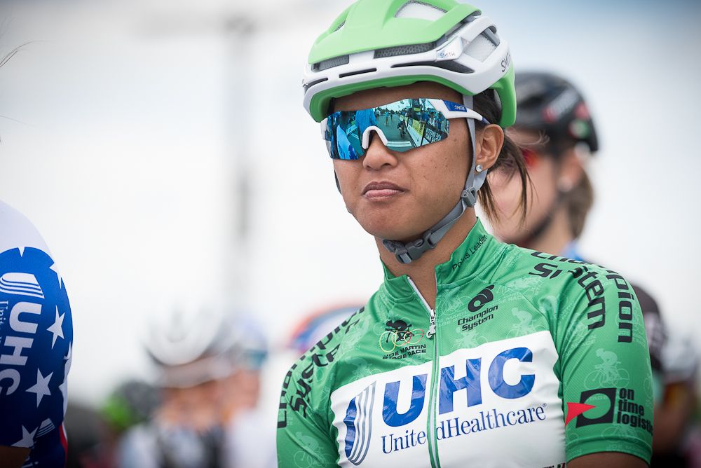Coryn Rivera before the start of the final criterium at the Joe Martin Stage Race.