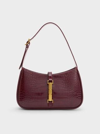 Cesia Croc-Effect Metallic-Accent Shoulder Bag