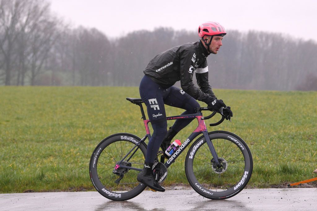 OUDENAARDE BELGIUM FEBRUARY 27 Jonas Rutsch of Germany and Team EF Education First during the 75th Omloop Het Nieuwsblad 2020 Team EF Pro Cycling recon route OHN2020 OHN20 efprocycling on February 27 2020 in Oudenaarde Belgium Photo by Luc ClaessenGetty Images