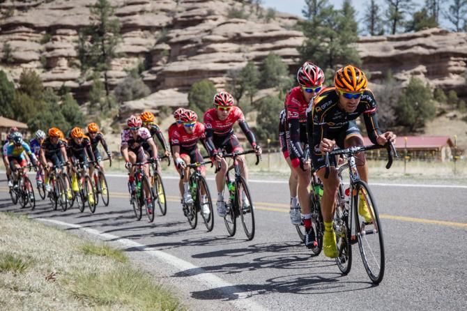 Jesse Anothony (Optum) helps with the chase work at the front of the peloton
