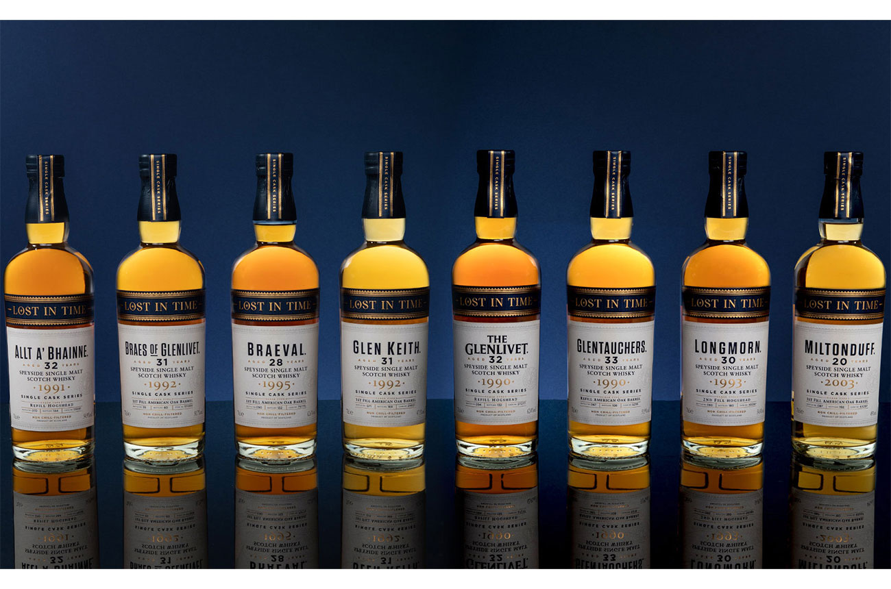 Line up of Lost In Time whisky collection.