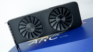 An Intel Arc A770 Limited Edition graphics card from various angles