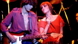 Giraldo and Pat Benatar perform in Chicago while on tour for the Crimes of Passion album, October 3, 1980.