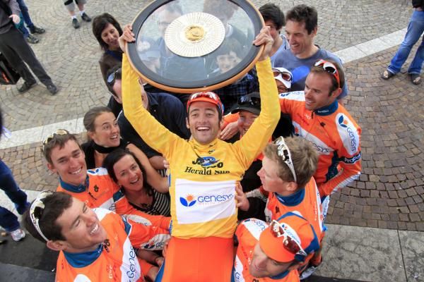 Nathan Haas (Genesys Wealth Advisors) celebrates with his teammates
